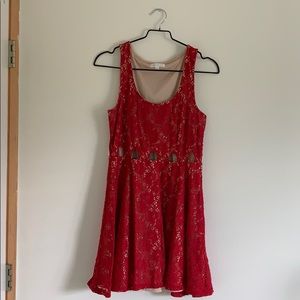 Socialite short red lace casual dress
